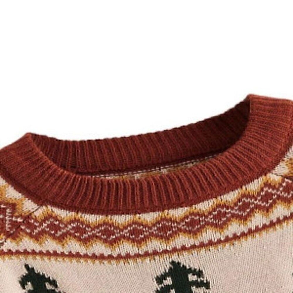 Fair Isle Christmas Tree Pattern Pull Over Crew Neck Brown Sweater  plus 3X kjp - Picture 3 of 8